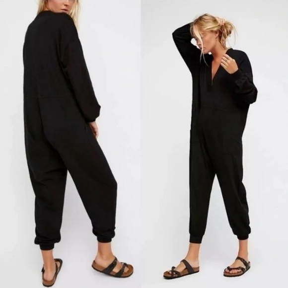 Intimately FREE PEOPLE Just Because Onesie Jumpsuit Black Cotton Oversized XS - Picture 6 of 13